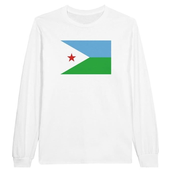 Djibouti Flag langærmet T-shirt i hvid Vit XXXL