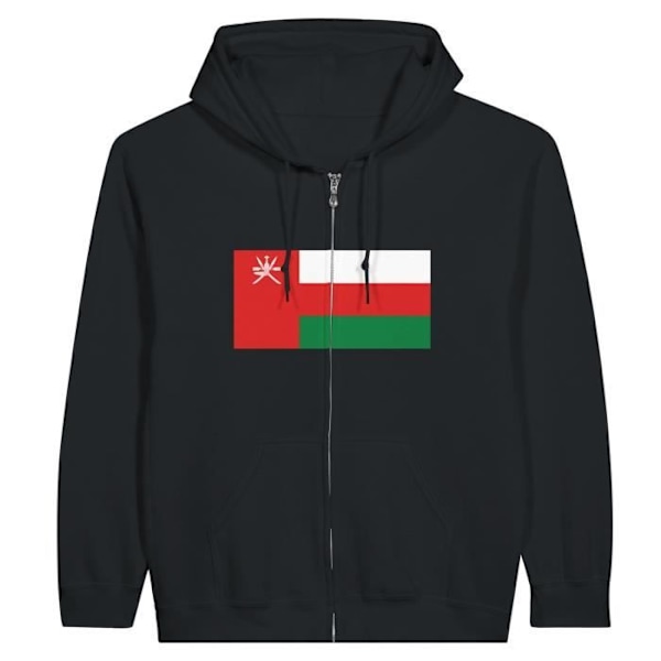 Oman Flag hættetrøje med lynlås i sort Svart XXXL