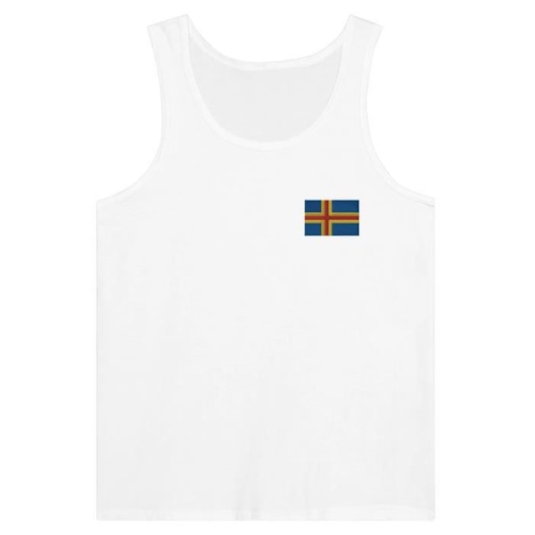 Åland Flag Embroidery Tank Top i hvid Vit jag