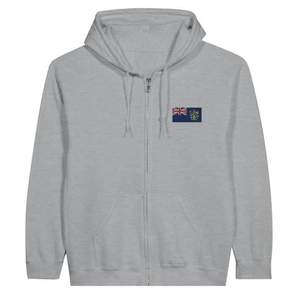 Hætte sweatshirt - Ikke specificeret - Pitcairn-øernes flag - Grå - Polyester-bomuld - Lange ærmer Grå S