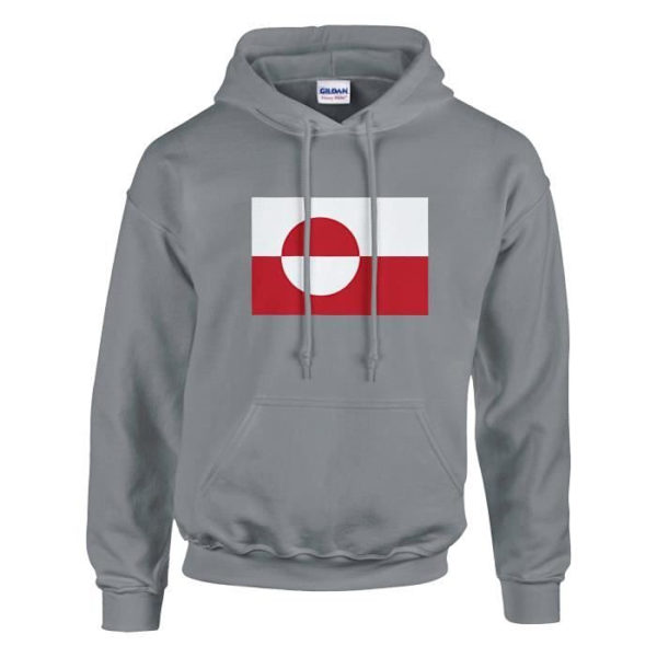 Huvtröja - PIXELFORMA - Grönlandsflagga - Grå - Bomulls-polyester - Miljöansvarig Grå jag