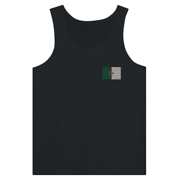 Algeria Flag Embroidery Tank Top i Svart Svart S