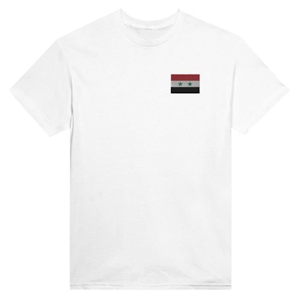 Syriens flagga broderi T-shirt i vitt Vit S