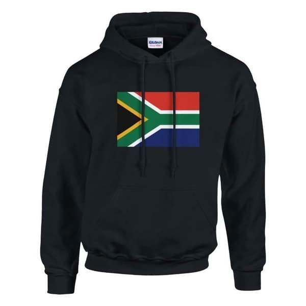 Hoodie - PIXELFORMA - Sydafrikas flag - Sort - Bomuld-Polyester - Miljøvenlig Svart S