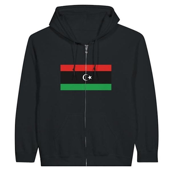 Libya Flag musta vetoketjuhuppari Svart S