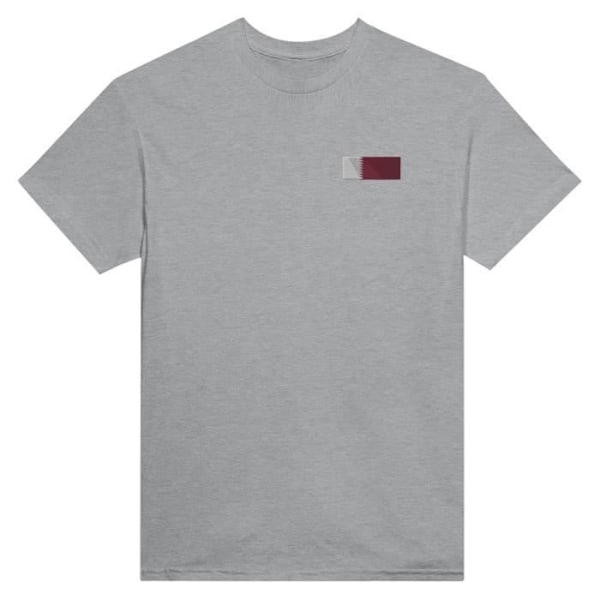 Qatar Flag Broderi T-shirt i grå Grå M