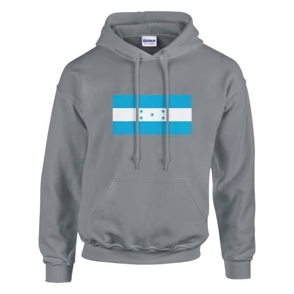 Sweatshirt med hætte - PIXELFORMA - Honduras flag - Grå - Lange ærmer - Unisex Grå XL