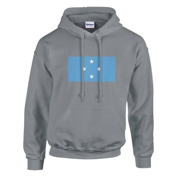 Sweatshirt med hætte - Føderationens flag for Mikronesien - Grå - Bomuld-polyester - Økologisk ansvarlig - Voksne Grå XXXL