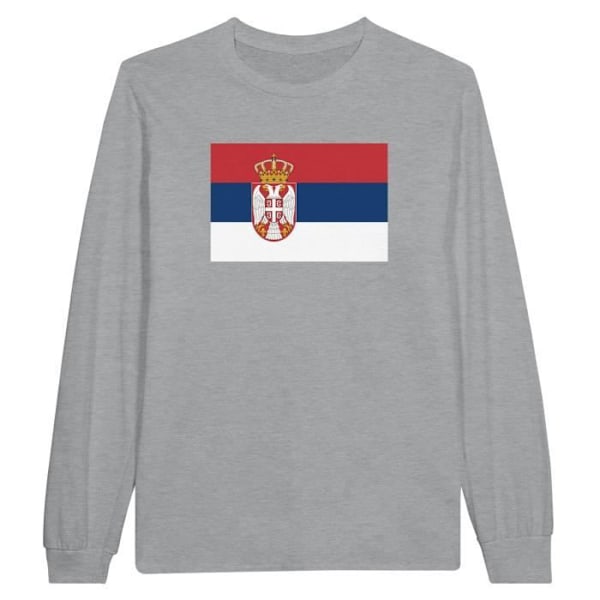 Serbia Flag langærmet T-shirt i grå Grå XXL