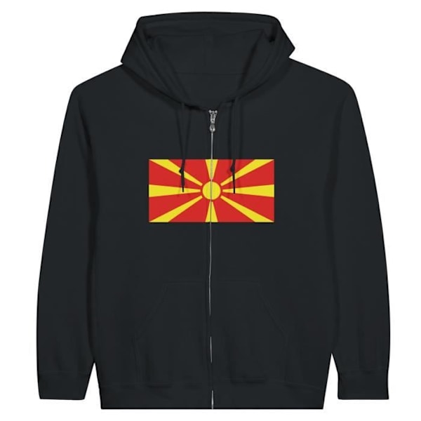 North Macedonia Flag Hættetrøje med lynlås i sort Svart XL