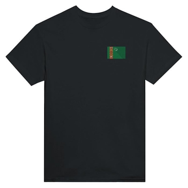 Turkmenistan flag broderi T-shirt i sort Svart S