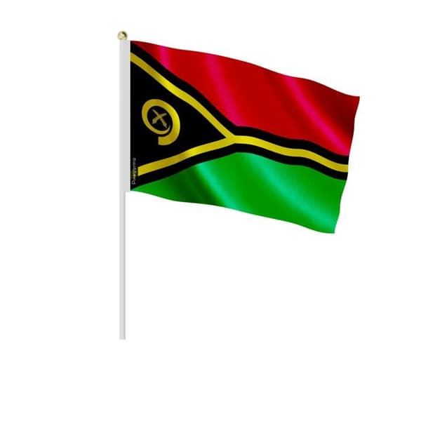 Miniature Flag - Vanuatu - 14 x 21 cm - Resistant Polyester - Double Sided Print - Multicolored Flerfärgad