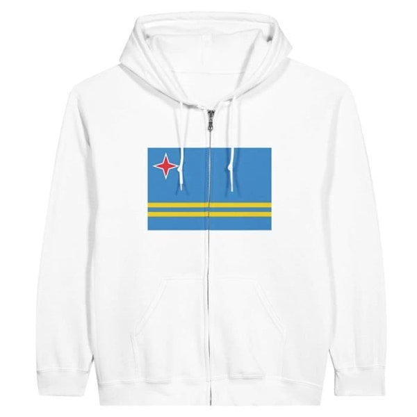 Aruba Flag Zip Hoodie i Vit Vit M