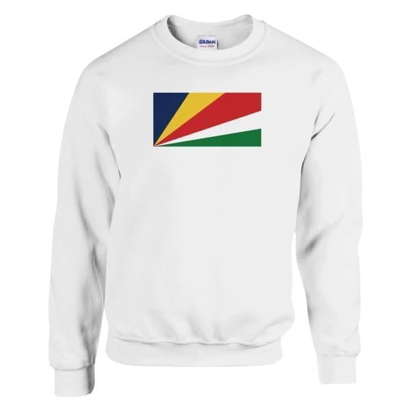 Sweatshirt - PIXELFORMA - Seychellernes Flag - Lange Ermer - Bomulds-polyester - Hvid Vit XL