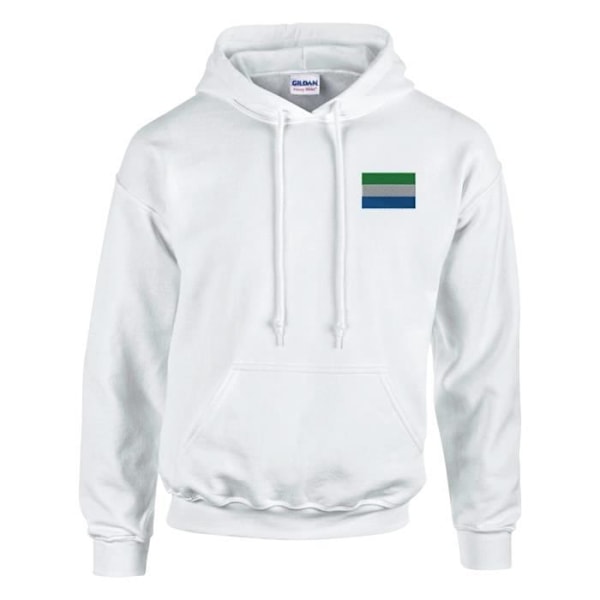 Sierra Leone flagga broderi hoodie i vit Vit XXXL