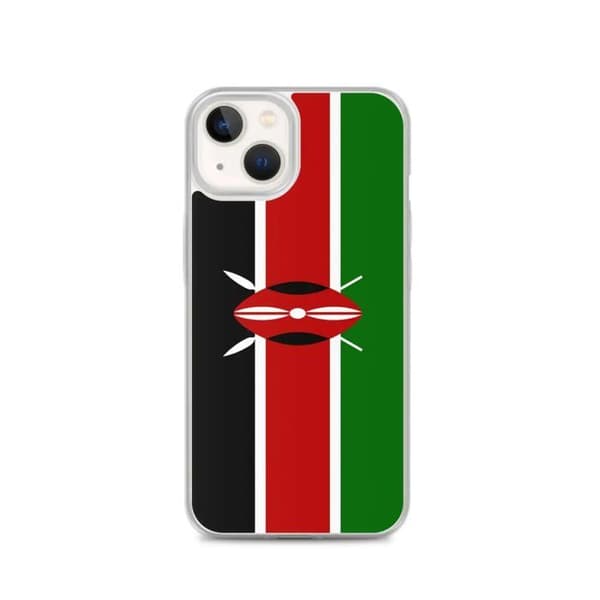 Coque - PIXELFORMA - iPhone 13 - Kenyas flag - Blød silikone - Fuldt beskyttelse Svart
