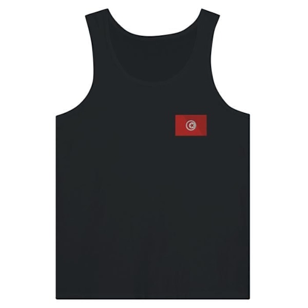 Tanktop Flag fra Tunesien Broderi i sort Svart S