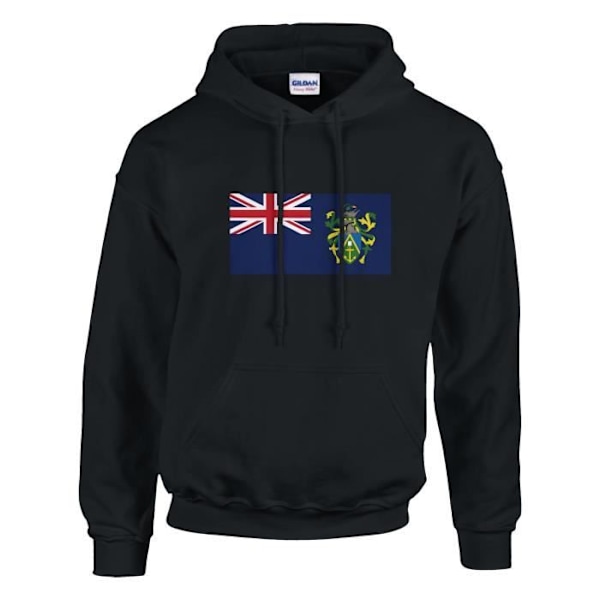 Pitcairn Islands Flag Hoodie i svart Svart XXXXXL