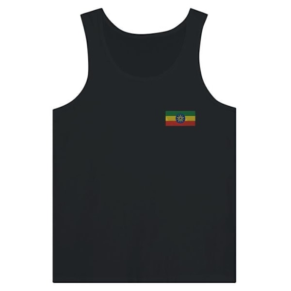 Ethiopia Flag Embroidery Tank Top i sort Svart XL