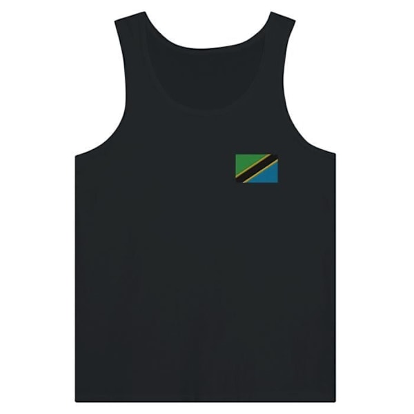 Tanzania Flag Broderi Tank Top i Sort Svart M