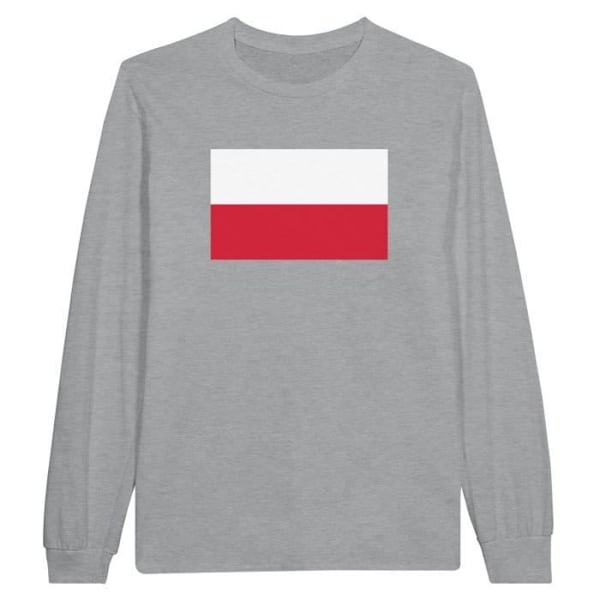 Poland Flag Långärmad T-shirt i grått Grå M