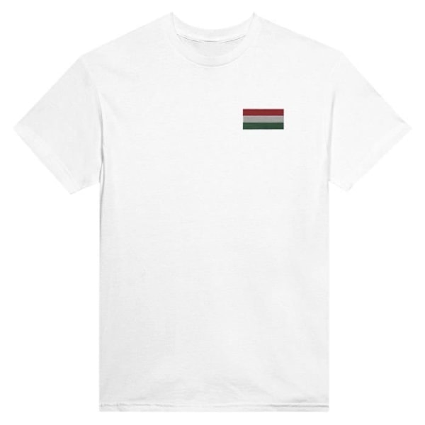 Ungarn Flag Broderi T-Shirt i Hvid Vit XL