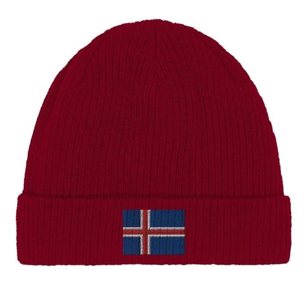 Bonnet Drapeau Islande i Rød Röd