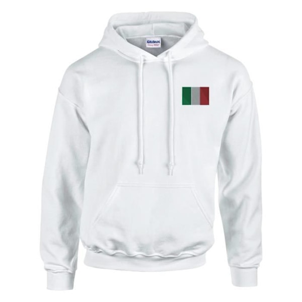 Italien flagga broderi hoodie i vit Vit M