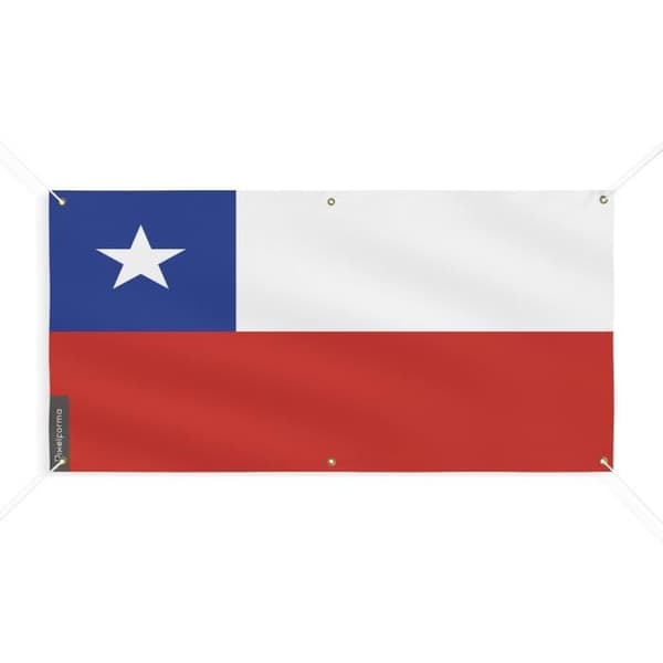 Chile Flag Banner 6 Øjer 100x200cm i polyester