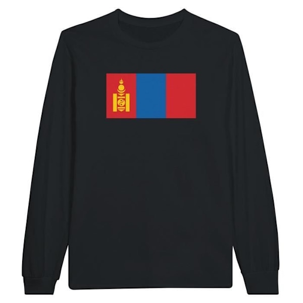 Mongolia Flag Långärmad T-shirt i Svart Svart S