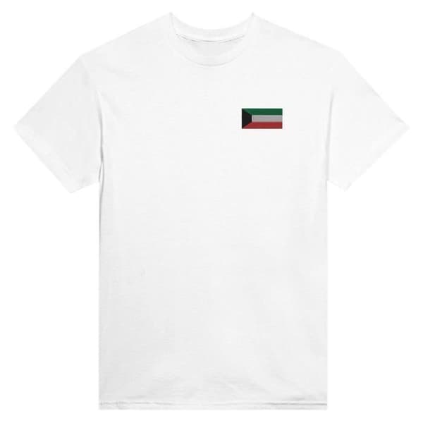 T-shirt - PIXELFORMA - Kuwait Flag - Broderi - 100% bomuld - Klassisk pasform Vit jag
