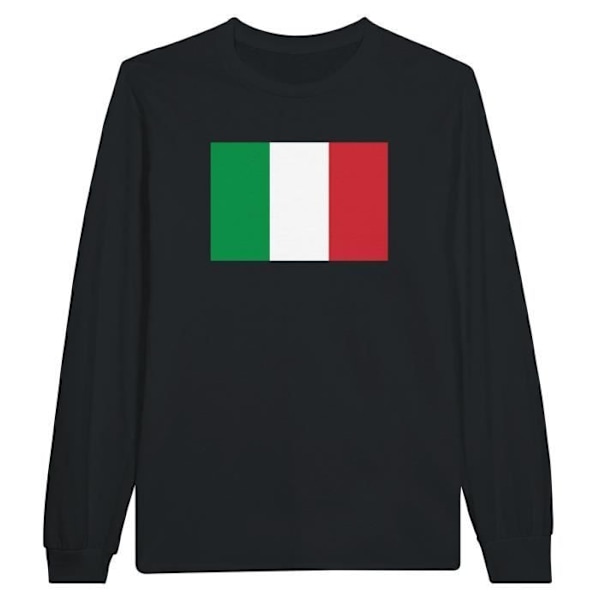 Italien Flag langærmet T-shirt i sort Svart M