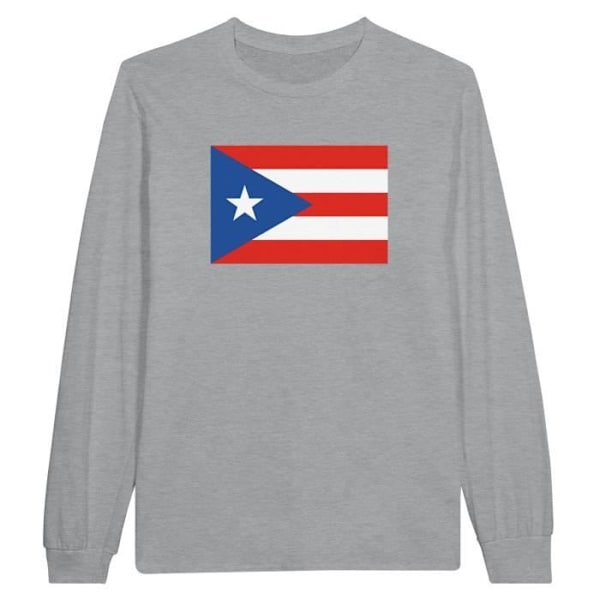 Puerto Rico Flag langærmet T-shirt i grå Grå jag