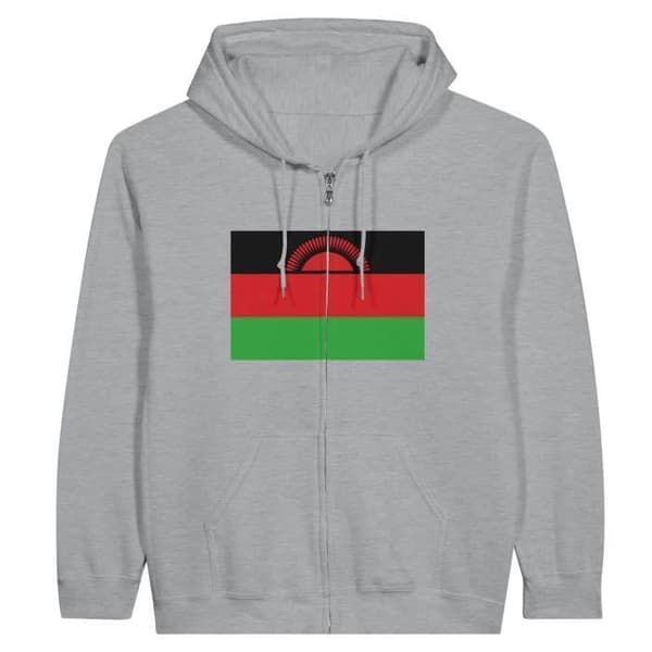 Sweatshirt med hætte - PIXELFORMA - Malawi Flag - Grå - Polyester-Bomuld - Lange ærmer Grå XXL