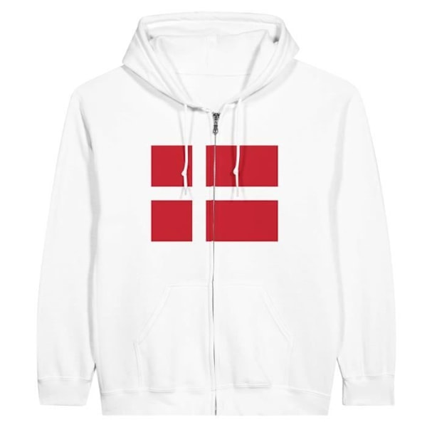 Denmark Flag Zip Hoodie i Vit Vit M