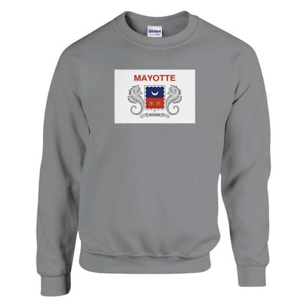 Sweatshirt - PIXELFORMA - Mayotte flag - Grå - Långärmad - Rund hals Grå jag