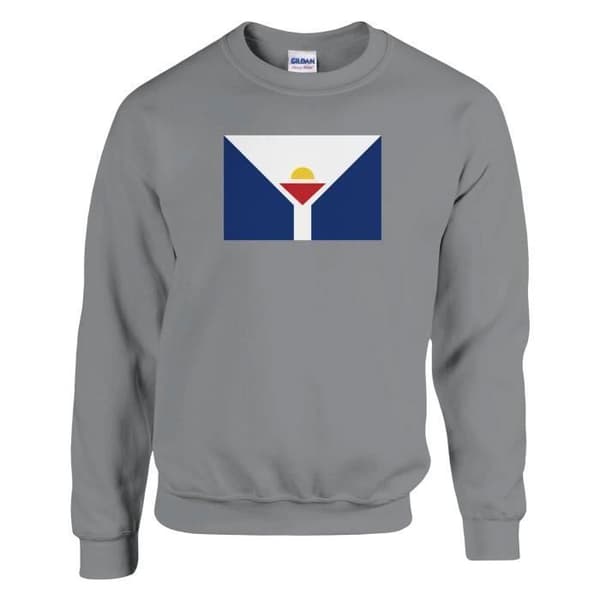 Sweatshirt - PIXELFORMA - Saint-Martins flag - Grå - Långärmad - Klassisk krage Grå M