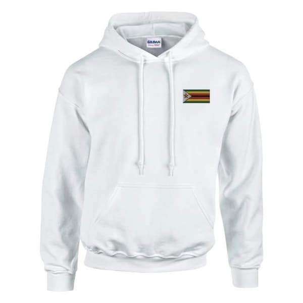 Hættebluse - PIXELFORMA - Zimbabwe flag - Lange ærmer - Hætte - Unisex Vit M