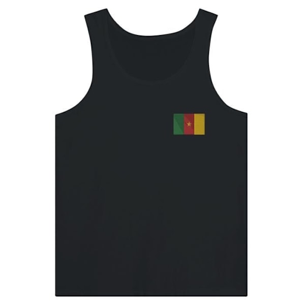 Cameroun Flag Broderi Tank Top i Sort Svart jag