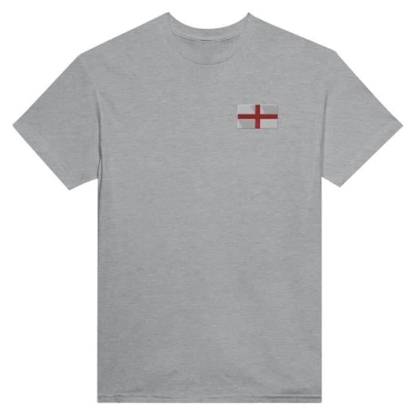 England Flag Broderi T-Shirt i Grå Grå XL