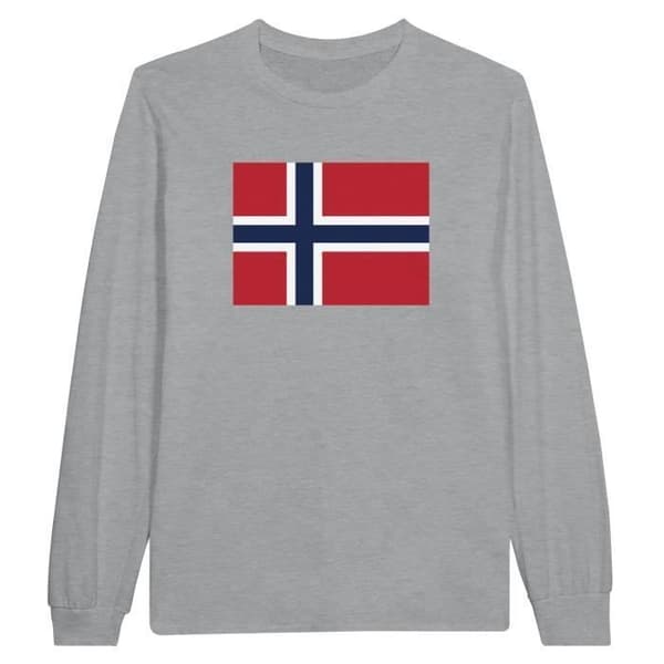 Langærmet T-shirt - PIXELFORMA - Bouvetøens flag - 100% bomuld - Grå - Langærmede Grå S