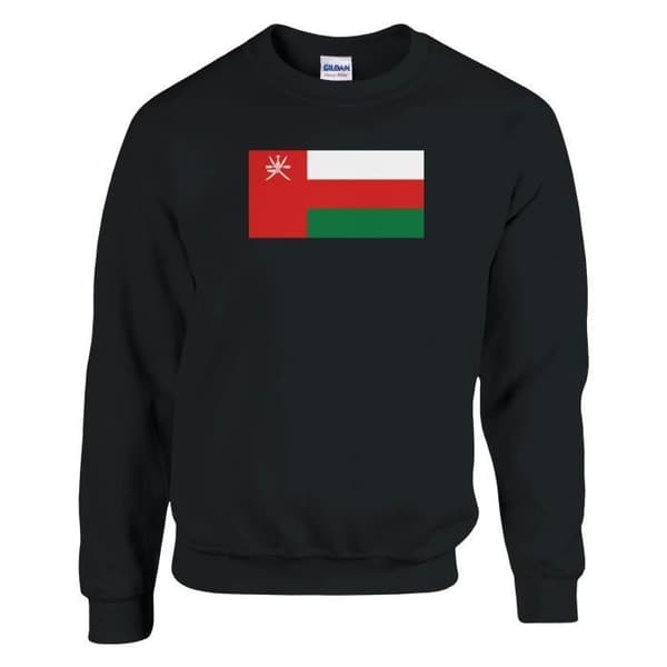 Sweatshirt - PIXELFORMA - Oman's flag - Långärmad - Svart - Bomull-polyester Svart M
