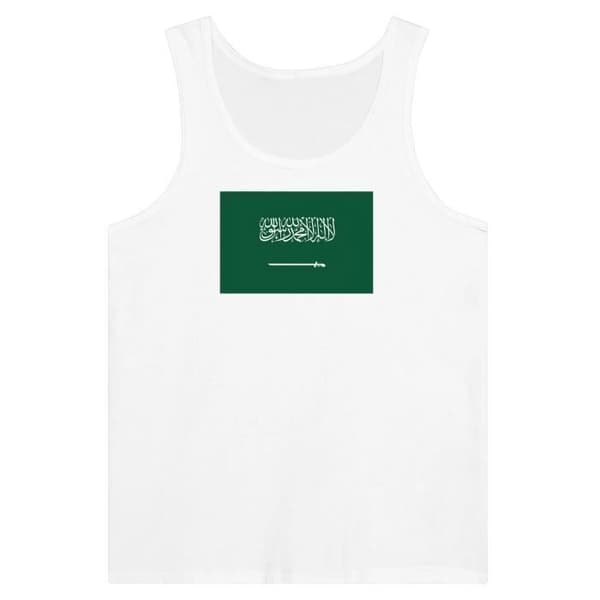Saudiarabiens flagga linne i vitt Vit jag