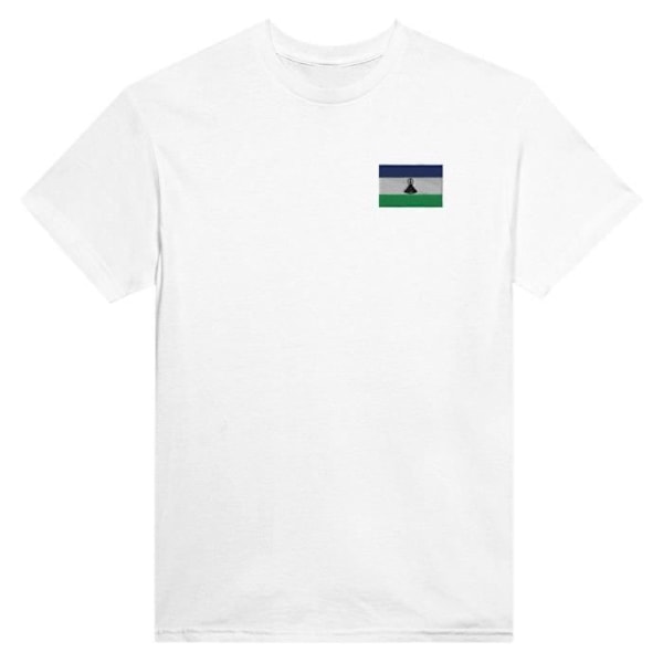 Lesotho Flag Broderi T-Shirt i Hvid Vit XXXL