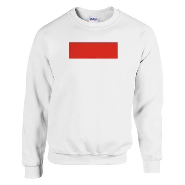 Sweatshirt - PIXELFORMA - Drapeau för Indonesien - Långa ärmar - Vit - Unisex Vit S