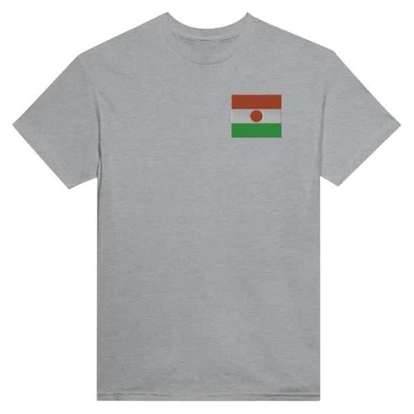 T-shirt - PIXELFORMA - Nigerflagga - Broderi - 100% bomull - Klassisk passform Grå M