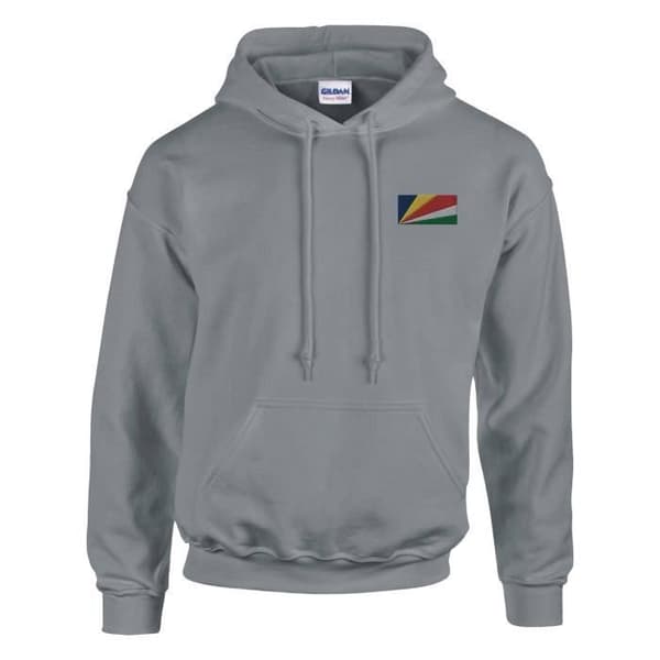 Hoodie - PIXELFORMA - Seychellernes flag - Grå - Lange ærmer - Hættekrave Grå XL