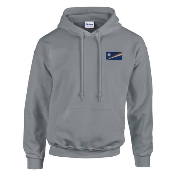 Hætte sweatshirt - PIXELFORMA - Marshalløernes flag - Grå - Bomuld/Polyester - Justerbar Grå M