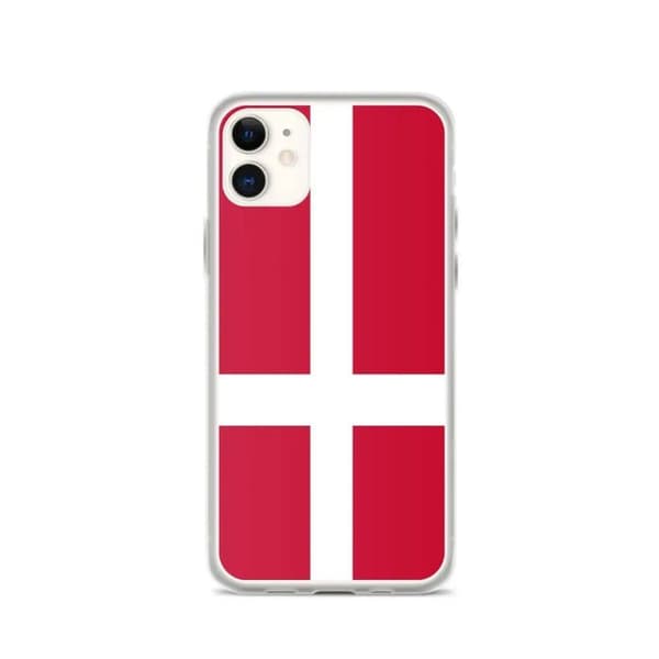 Coque til iPhone - PIXELFORMA - iPhone 11 - Danmarks flag - Blødt silicone - Letvægtsdesign röd och vit