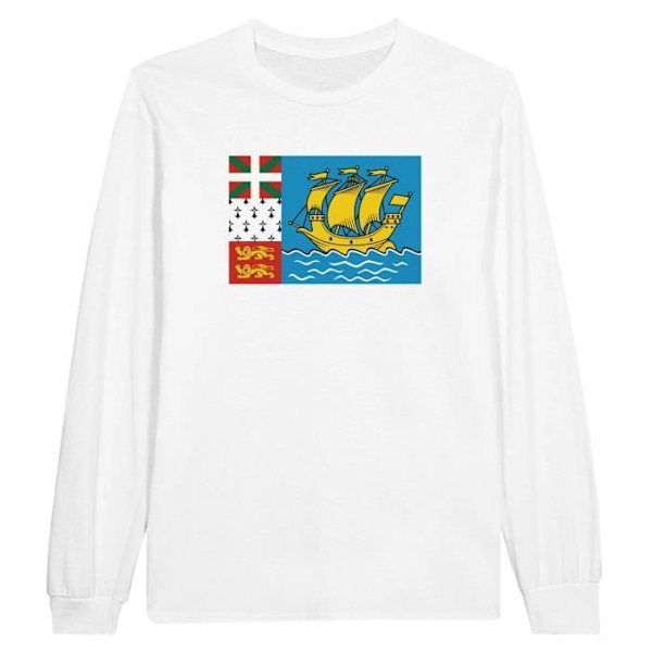 Saint Pierre og Miquelon Flag langærmet T-shirt i hvid Vit S